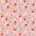 Bluebells & Buttercups by Poppie Cotton - 1/2 yard Bluebells & Buttercups Pink