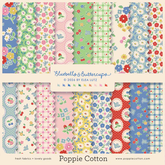 Bluebells & Buttercups by Poppie Cotton - 5 inch precut charm pack
