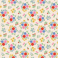 Bluebells & Buttercups by Poppie Cotton - 1/2 yard Bluebells & Buttercups White