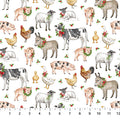 Barnyard Christmas by Northcott - 1/2 yard Animals White Multi