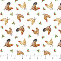 Barnyard Christmas by Northcott - 1/2 yard Chicken Toss White Multi