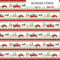 Barnyard Christmas by Northcott - 1/2 yard Border Stripe White Multi
