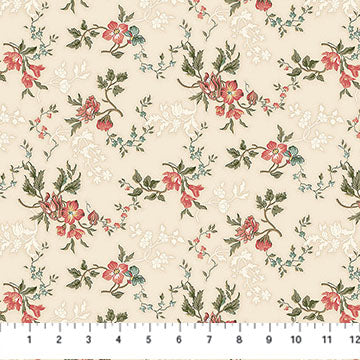 Manoir by Antiques Roadshow by Northcott - 1/2 yard Small Floral Trail Cream Multi