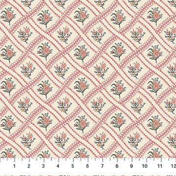 Manoir by Antiques Roadshow by Northcott - 1/2 yard Grid Cream Multi