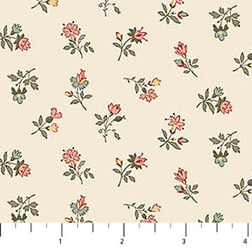 Manoir by Antiques Roadshow by Northcott - 1/2 yard Floral Toss Cream Multi