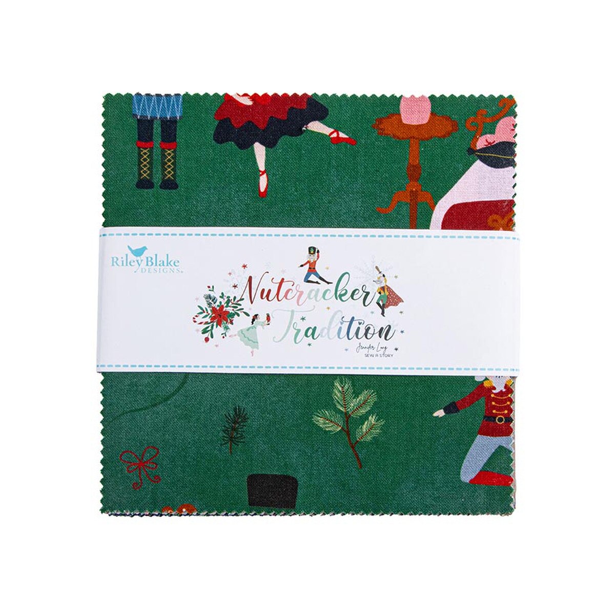 Nutcracker Tradition by Jennifer Long for Riley Blake - 5 inch precut charm pack