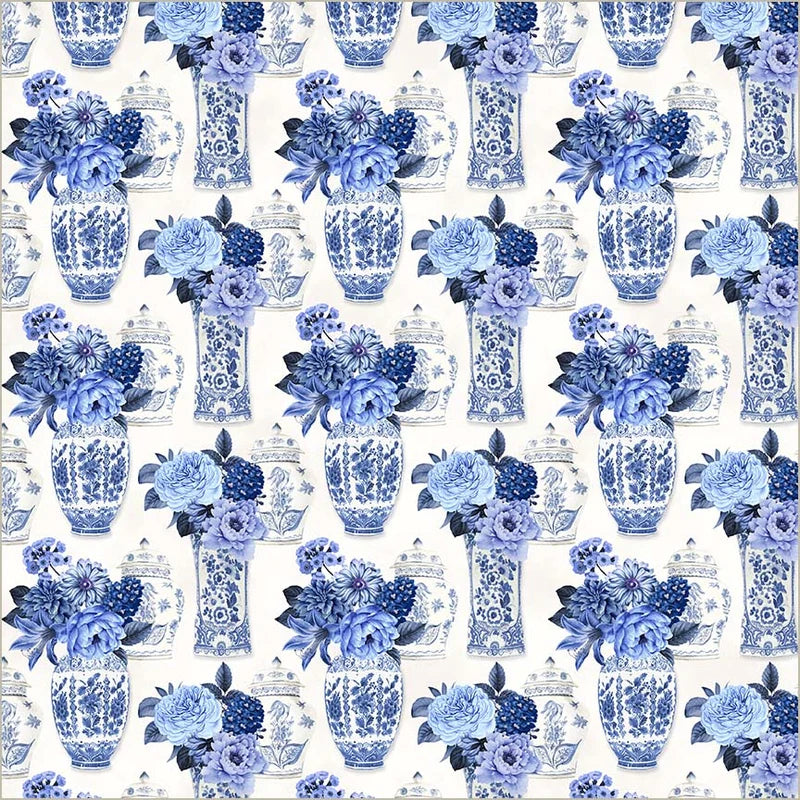China Blue by Whistler Studios for Windham - 1/2 yard White