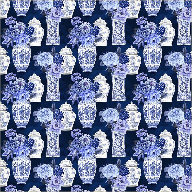 China Blue by Whistler Studios for Windham - 1/2 yard Delft Blue