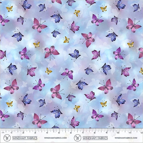 Violeta by Whistler Studios for Windham - 1/2 yard Butterfly Flight Sky