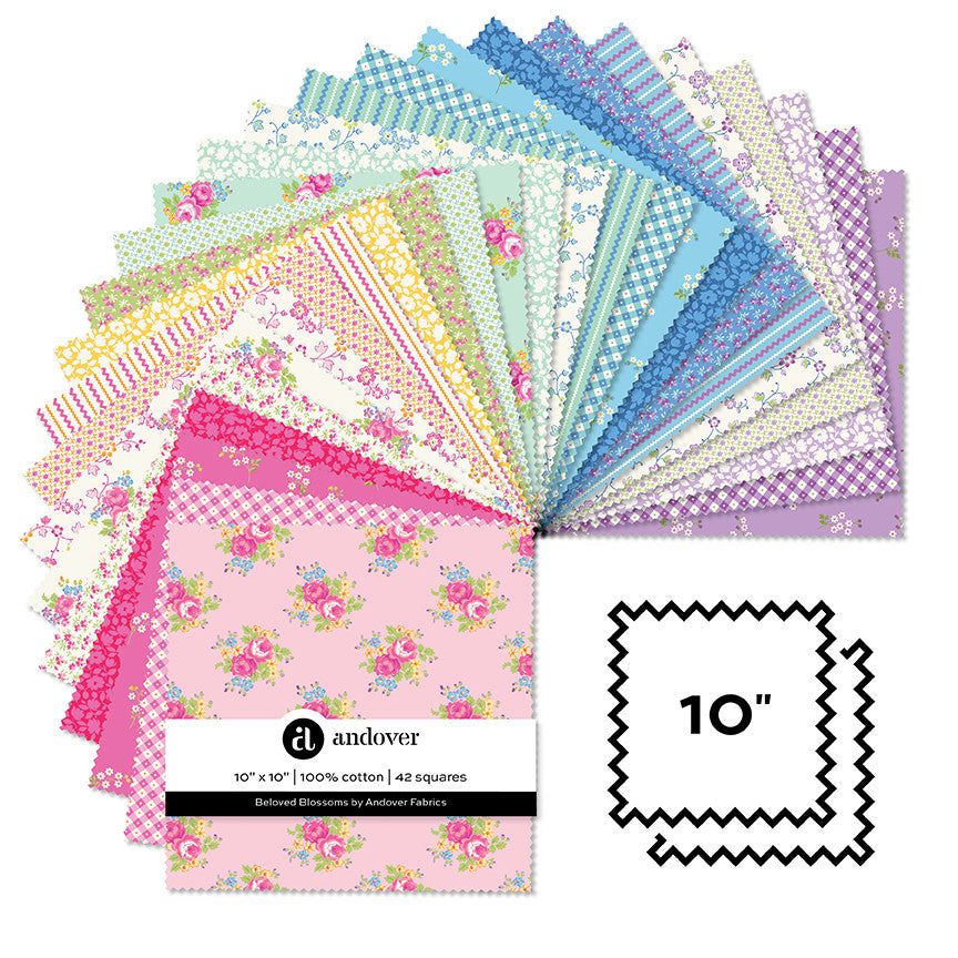 Beloved Blossoms by Andover Fabrics - 10 inch precut layer cake