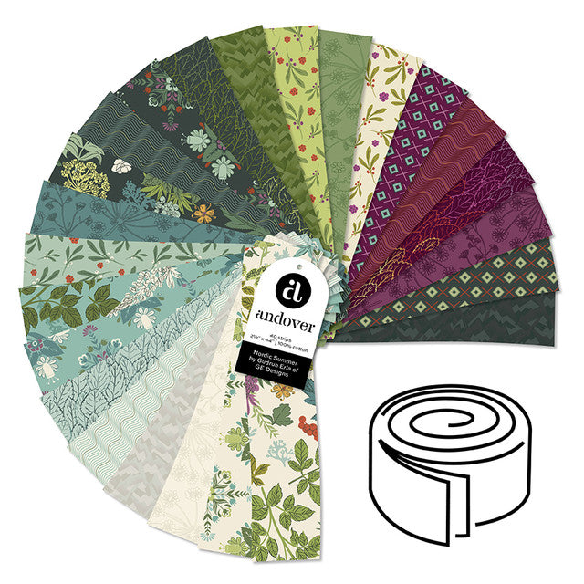 Nordic Summer by Gundrun Erla for Andover- 2.5 inch Strip Roll Jelly Roll