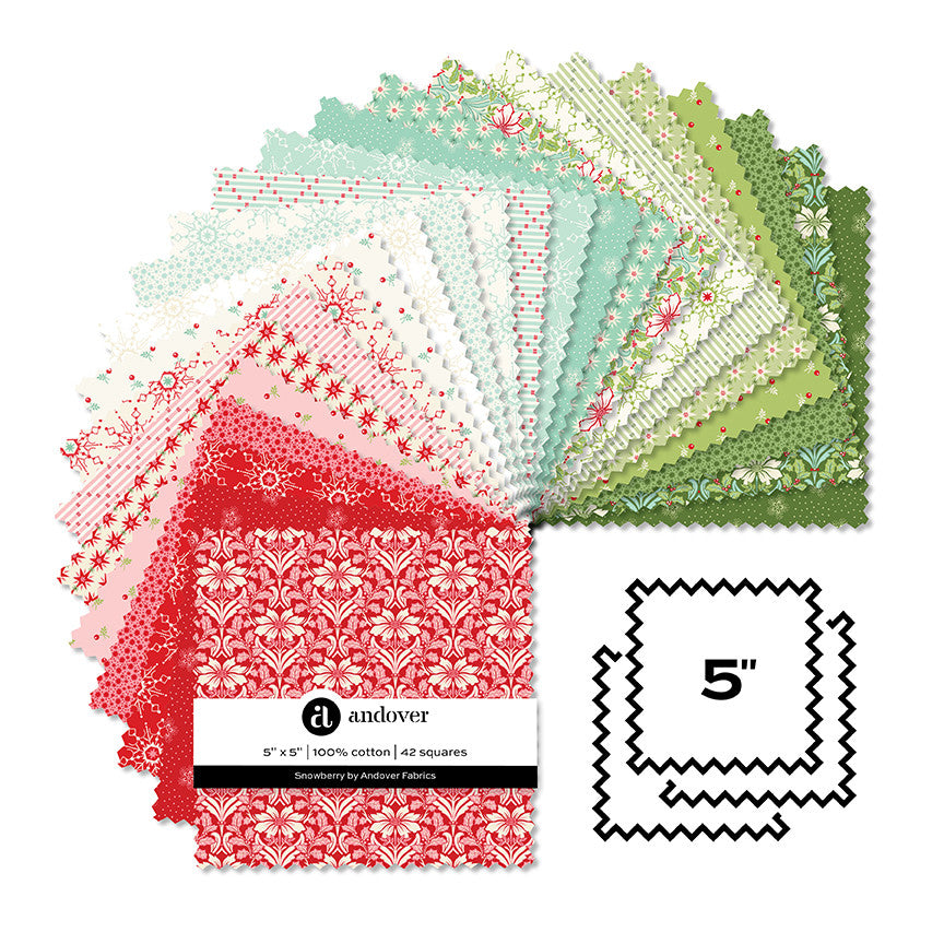 Snowberry for Andover - 5 inch precut charm pack