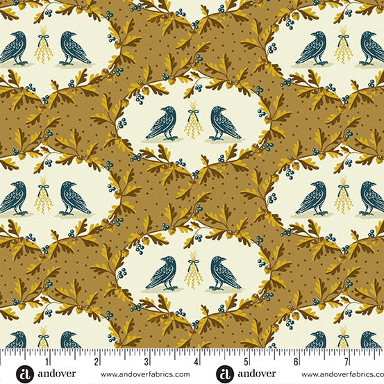 Oakleigh by Judy Jarvi for Andover - 1/2 yard American Crow Butternut
