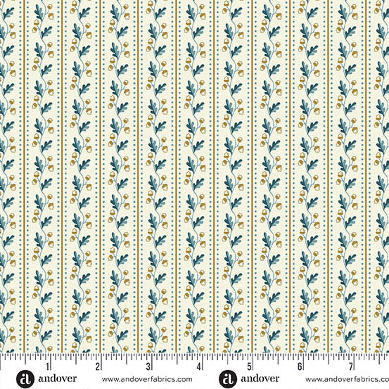 Oakleigh by Judy Jarvi for Andover - 1/2 yard Leaf Stripe Cream