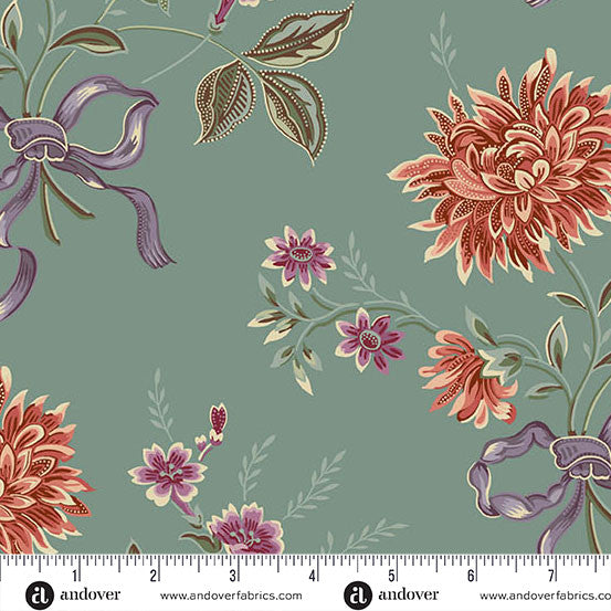 Autumn Bouquet by Renee Nanneman for Andover - 1/2 yard Autumn Bouquet Aqua