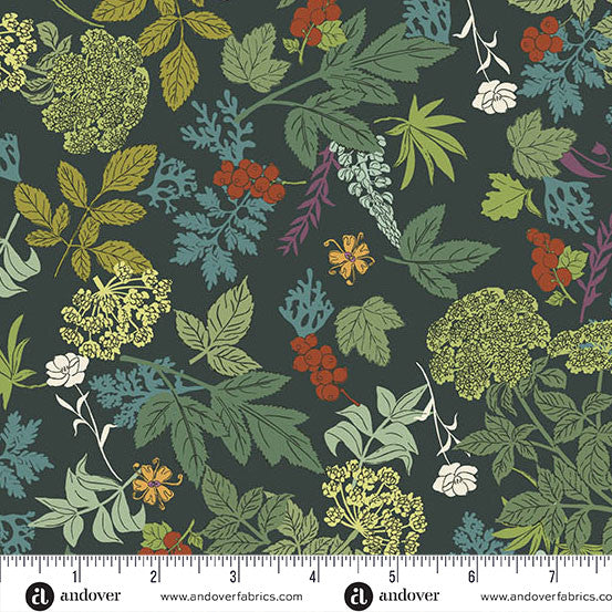 Nordic Summer by Gudrun Erla for Andover - 1/2 yard Wild Flora Deep Water