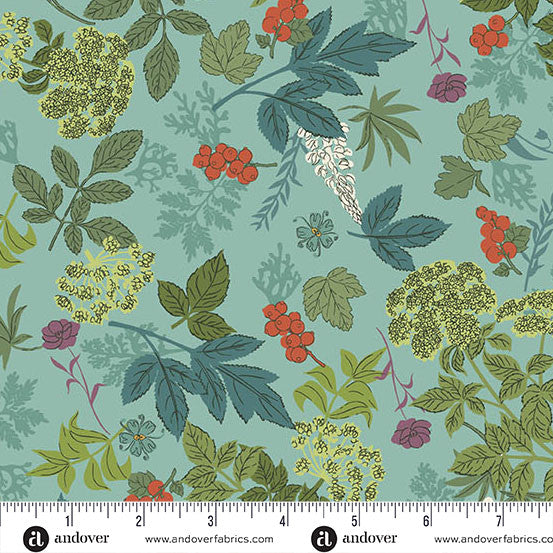 Nordic Summer by Gudrun Erla for Andover - 1/2 yard Wild Flora Hot Spring