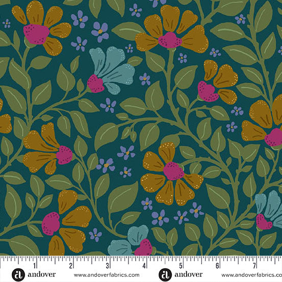 Lush by Nancy Rink for Andover - 1/2 yard Wild Garden Aegean