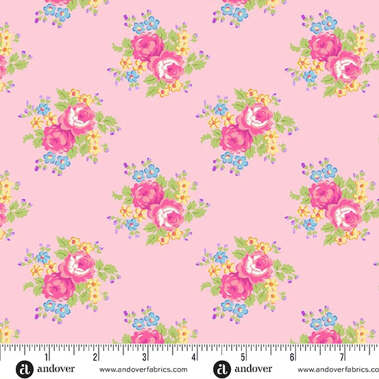 Beloved Blossoms by Andover Fabrics - 1/2 yard Sweet Blooms Blush