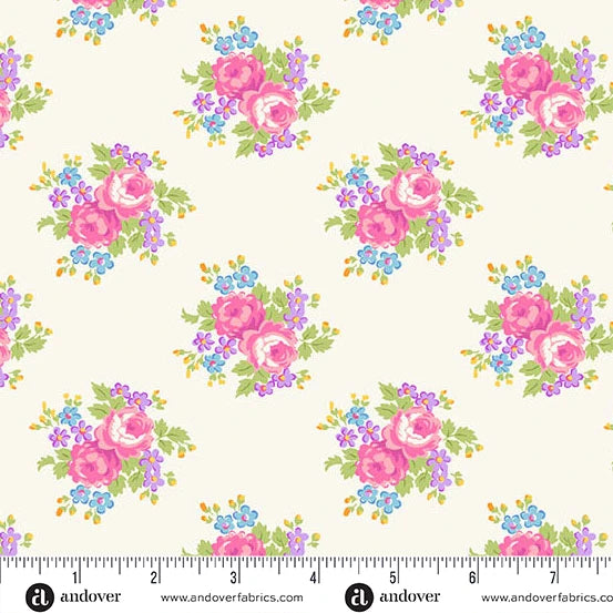 Beloved Blossoms by Andover Fabrics - 1/2 yard Sweet Blooms Ivory