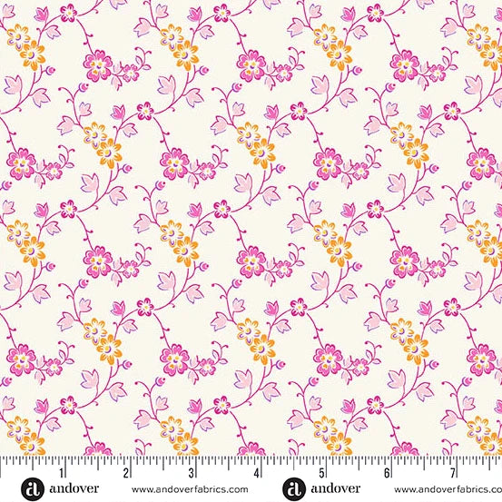 Beloved Blossoms by Andover Fabrics - 1/2 yard Meander Blush