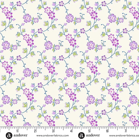 Beloved Blossoms by Andover Fabrics - 1/2 yard Meander Lilac