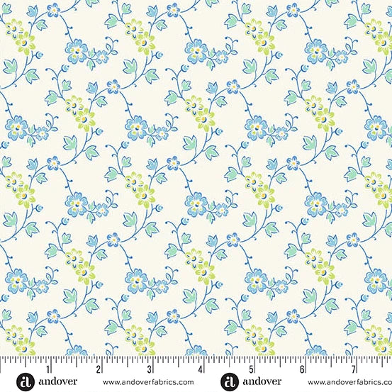 Beloved Blossoms by Andover Fabrics - 1/2 yard Meander Sky