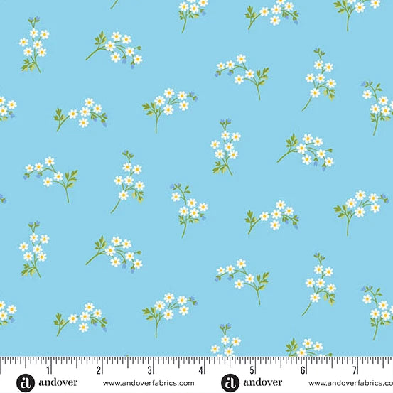 Beloved Blossoms by Andover Fabrics - 1/2 yard Daisy Spray Sky