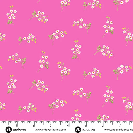 Beloved Blossoms by Andover Fabrics - 1/2 yard Daisy Spray Hot Pink