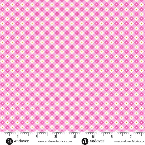 Beloved Blossoms by Andover Fabrics - 1/2 yard Checker Dot Pink