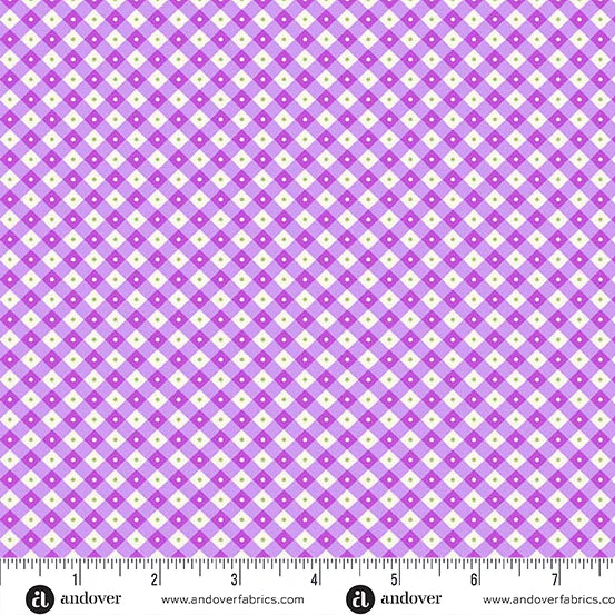 Beloved Blossoms by Andover Fabrics - 1/2 yard Checker Dot Lilac