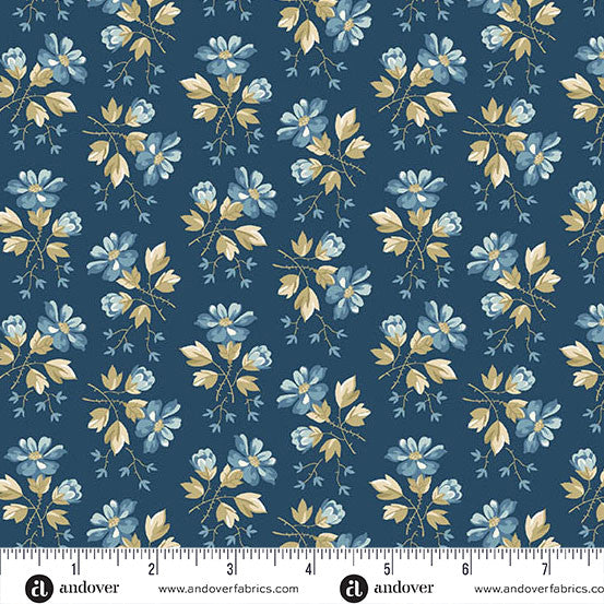 Special Delivery by Laundry Basket Quilts for Andover - 1/2 yard Apple Blossoms Night