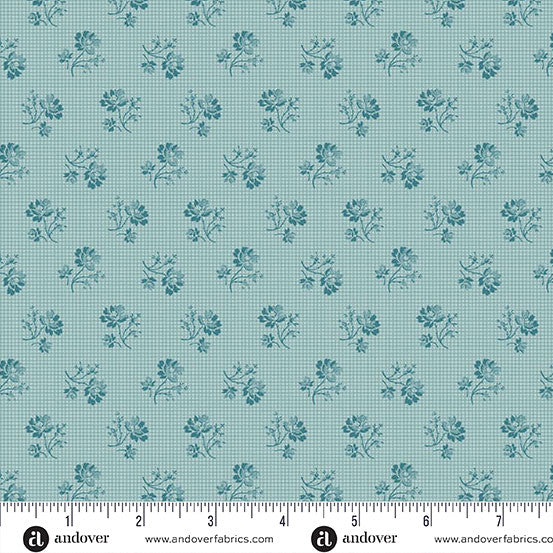 Ayla by Max & Louise for Andover - 1/2 yard Grid Flower Sky