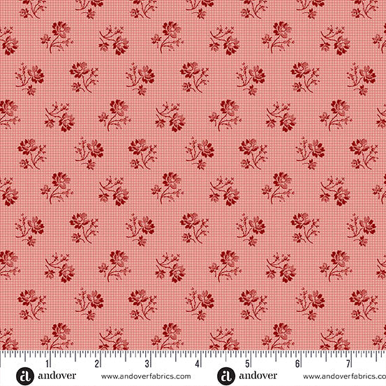 Ayla by Max & Louise for Andover - 1/2 yard Grid Flower Rose