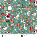 Country Christmas by Makower UK for Andover - 1/2 yard Friends Teal