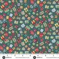 Country Christmas by Makower UK for Andover - 1/2 yard Presents Green
