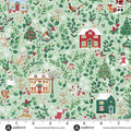 Country Christmas by Makower UK for Andover - 1/2 yard Cottages Green