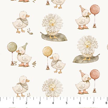 Tiny Waddles by Figo - 1/2 yard Ducks Cream