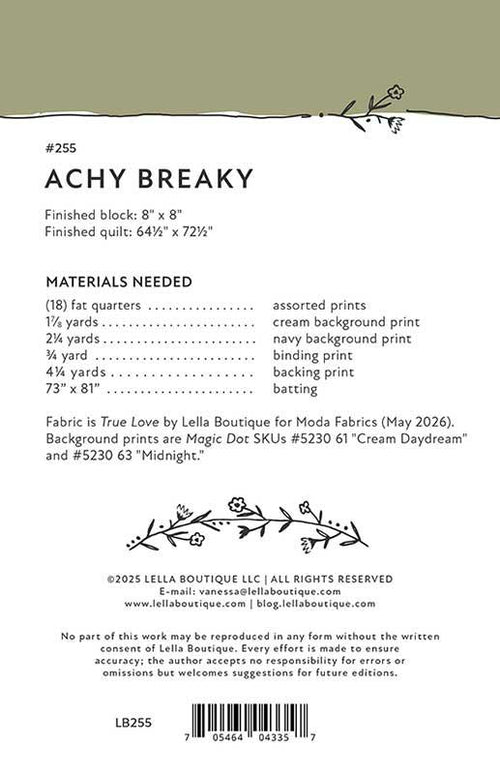Achy Breaky Quilt Pattern by Lella Boutique