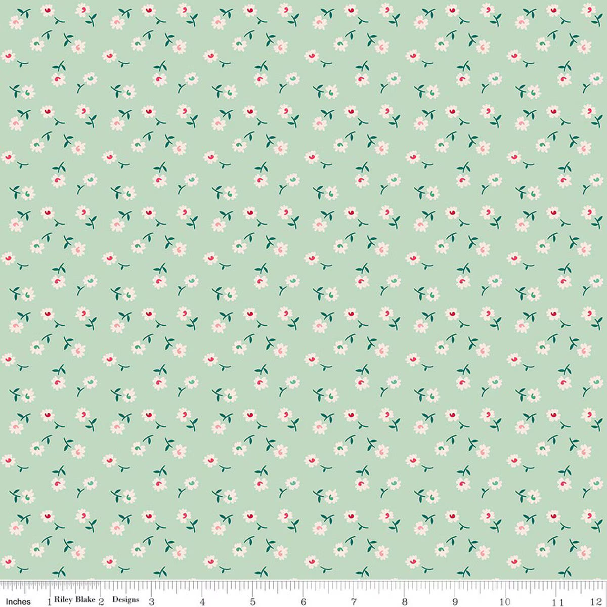 Berry & Sage by Lori Holt for Riley Blake - 1/2 yard Daisy Sage