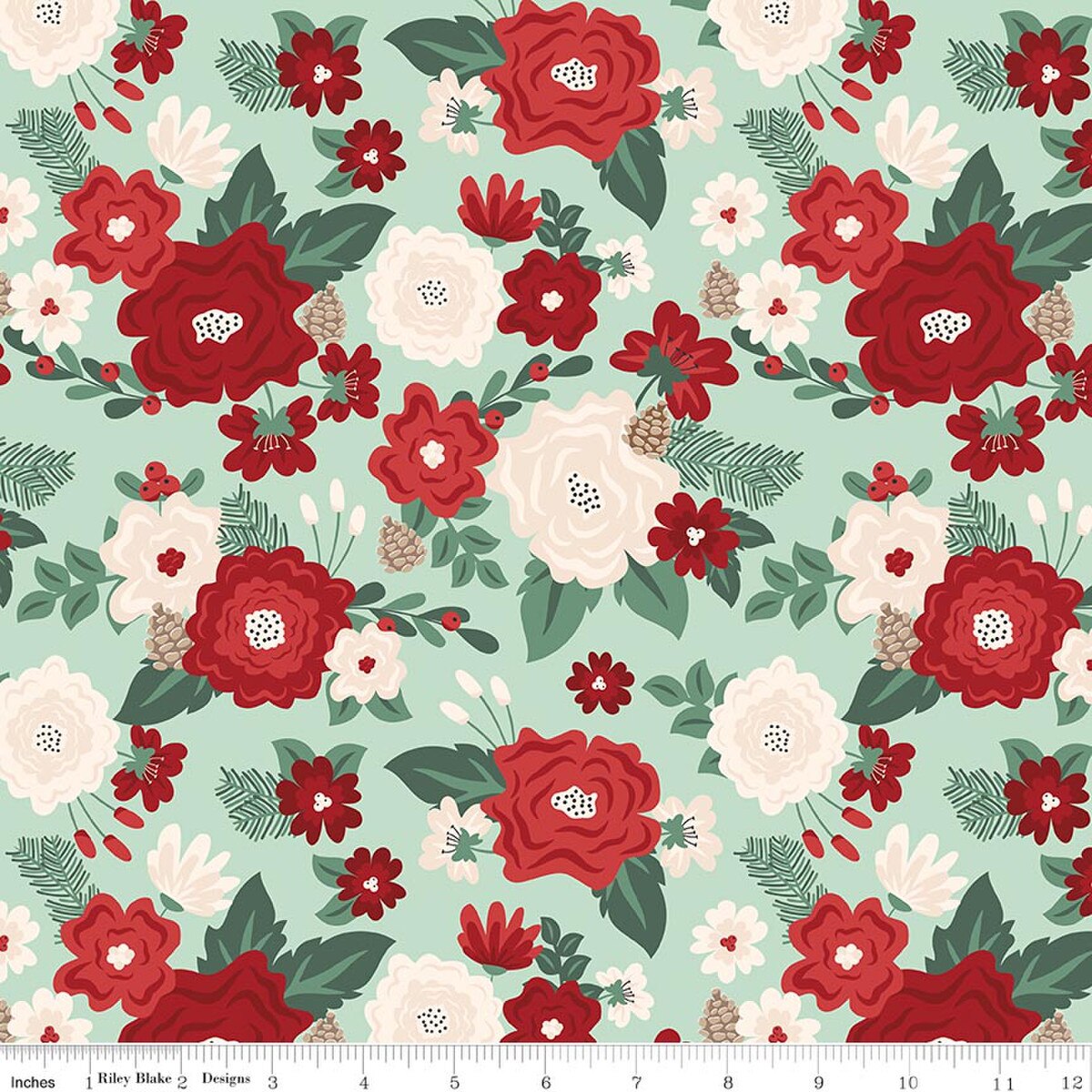 Evergreen Wishes by Traci Reed for Riley Blake - 1/2 yard Main Mint