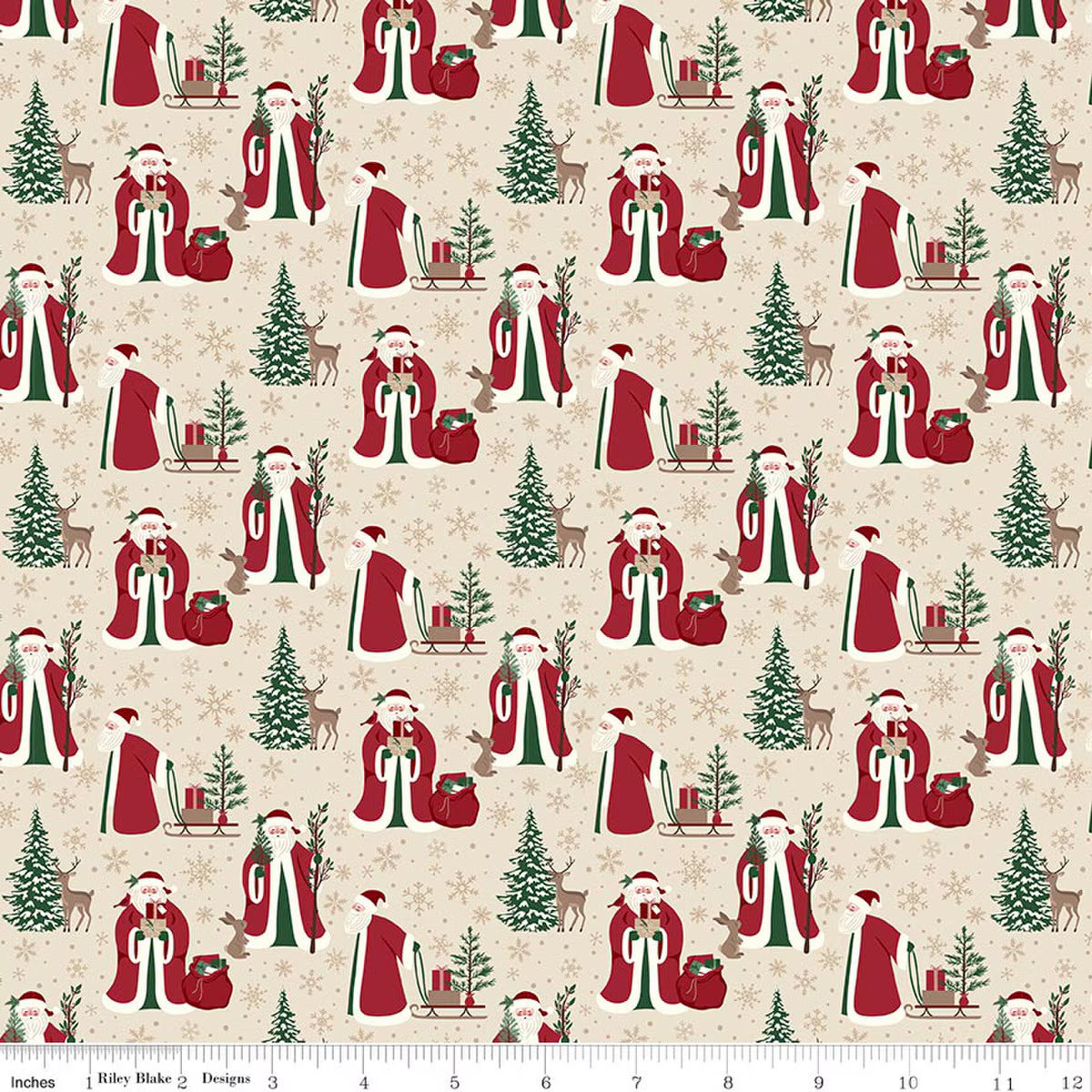 Christmas Time by Dani Mogstad for Riley Blake - 1/2 yard (Santa) Main Linen