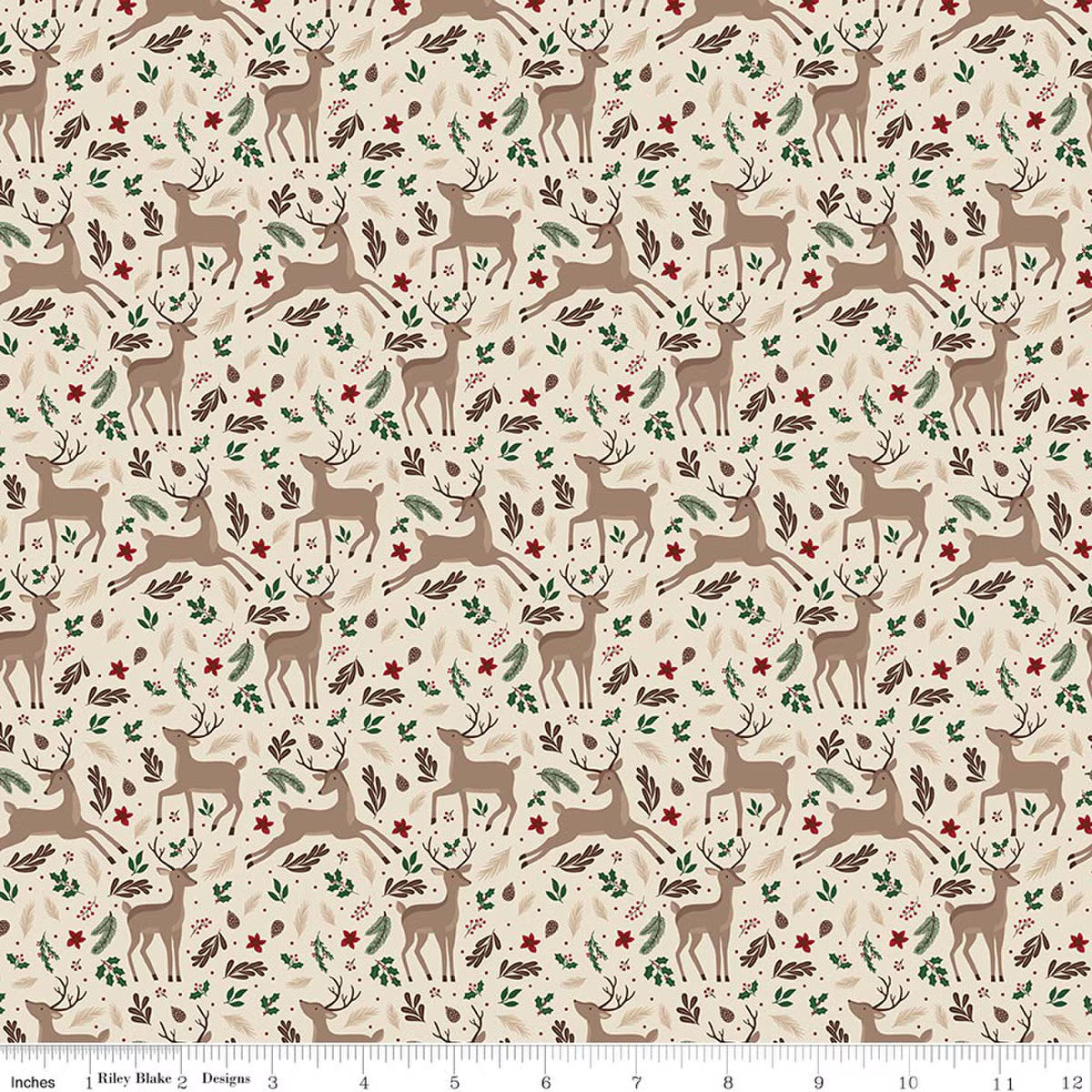 Christmas Time by Dani Mogstad for Riley Blake - 1/2 yard Deer Linen