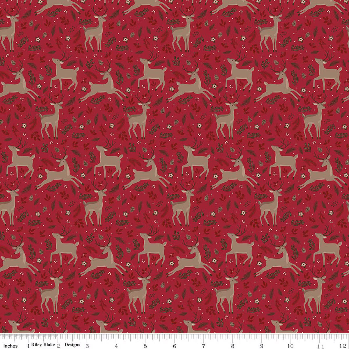 Christmas Time by Dani Mogstad for Riley Blake - 1/2 yard Deer Red