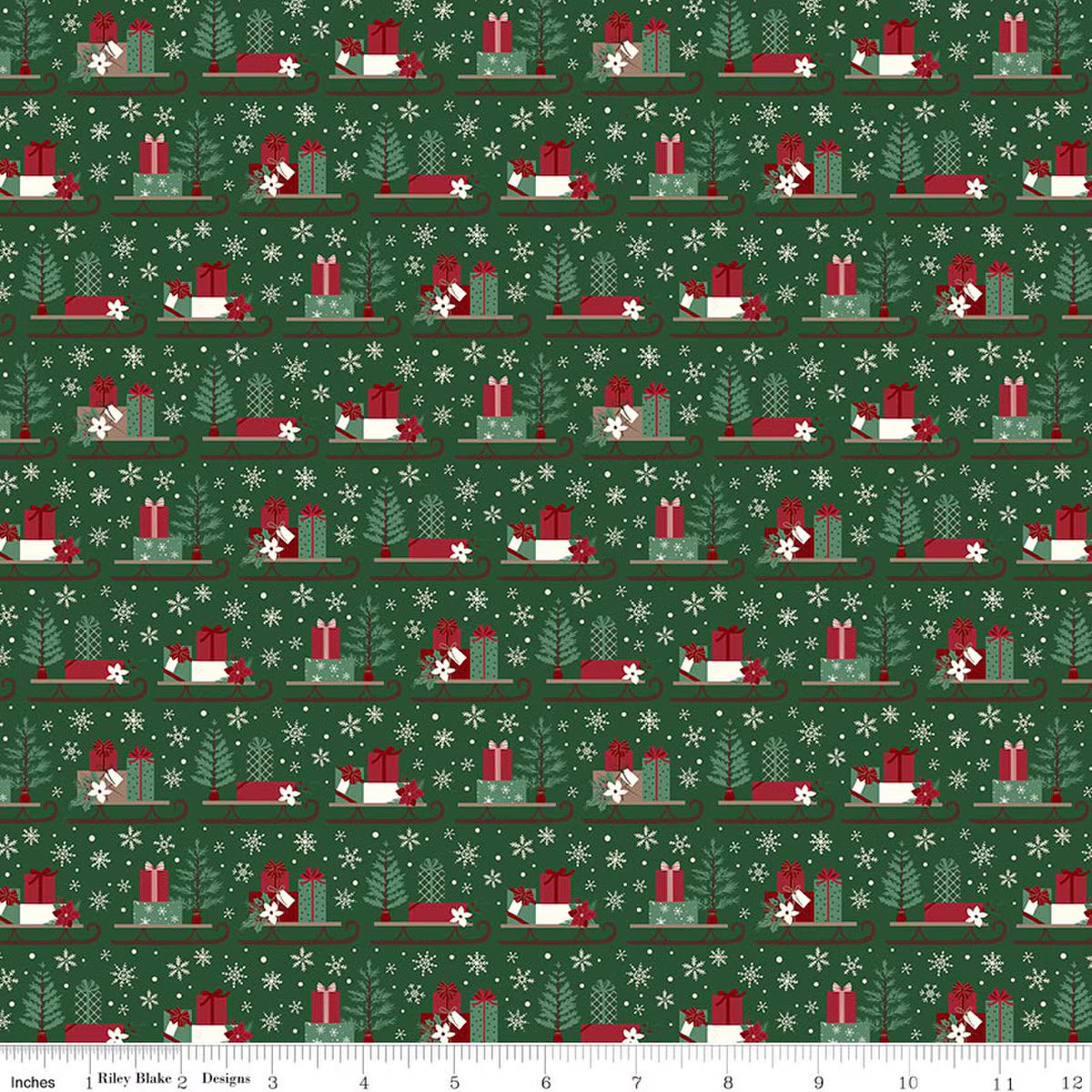 Christmas Time by Dani Mogstad for Riley Blake - 1/2 yard Sleds Forest