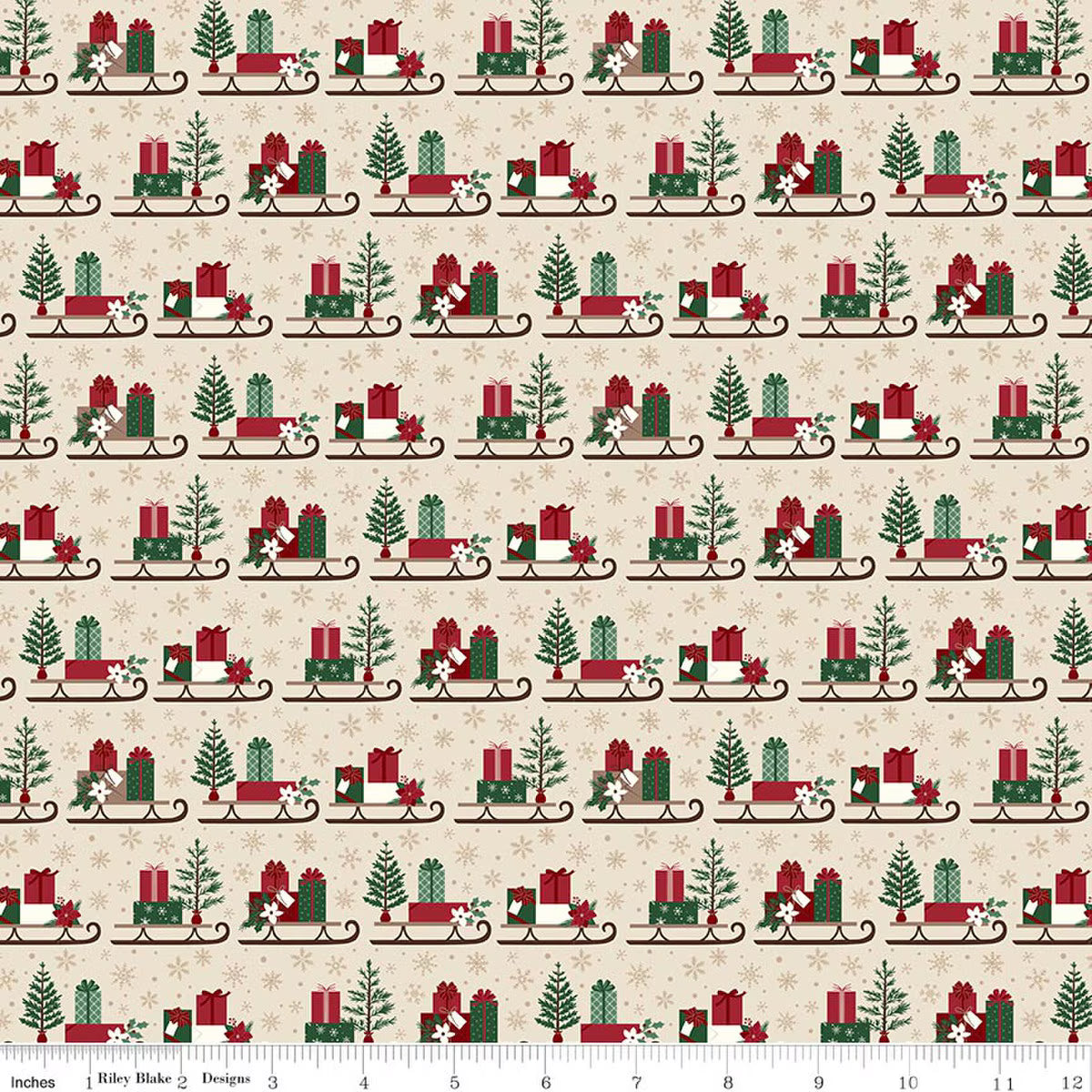 Christmas Time by Dani Mogstad for Riley Blake - 1/2 yard Sleds Linen