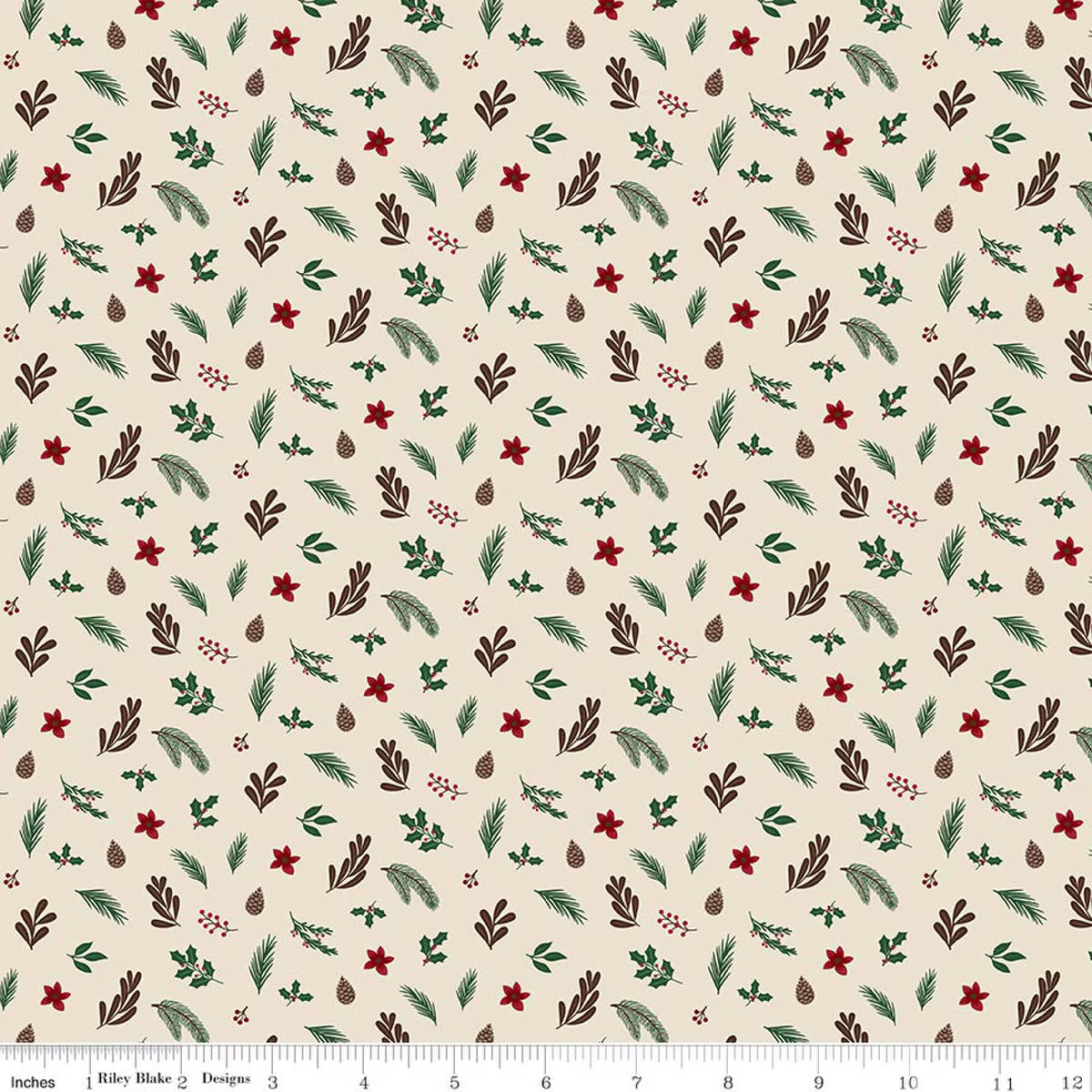 Christmas Time by Dani Mogstad for Riley Blake - 1/2 yard Foliage Linen