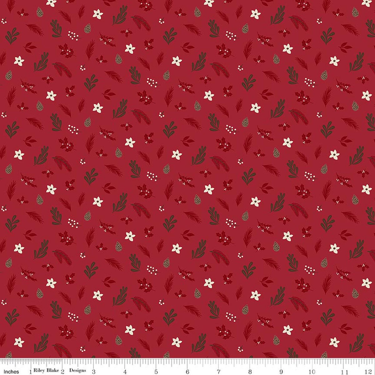 Christmas Time by Dani Mogstad for Riley Blake - 1/2 yard Foliage Red