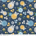 Sunshine and Dandelions by Riley Blake - 1/2 yard Main Navy