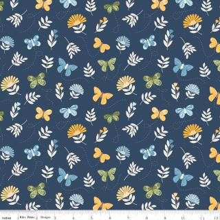 Sunshine and Dandelions by Riley Blake - 1/2 yard Butterflies Navy